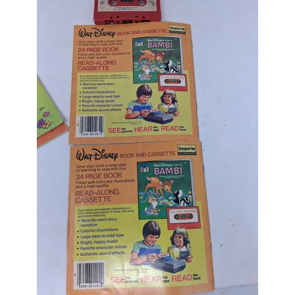 Vintage Disney Read-Along Book and Cassette Lot Peter Pan Fox and Hound 80s. S